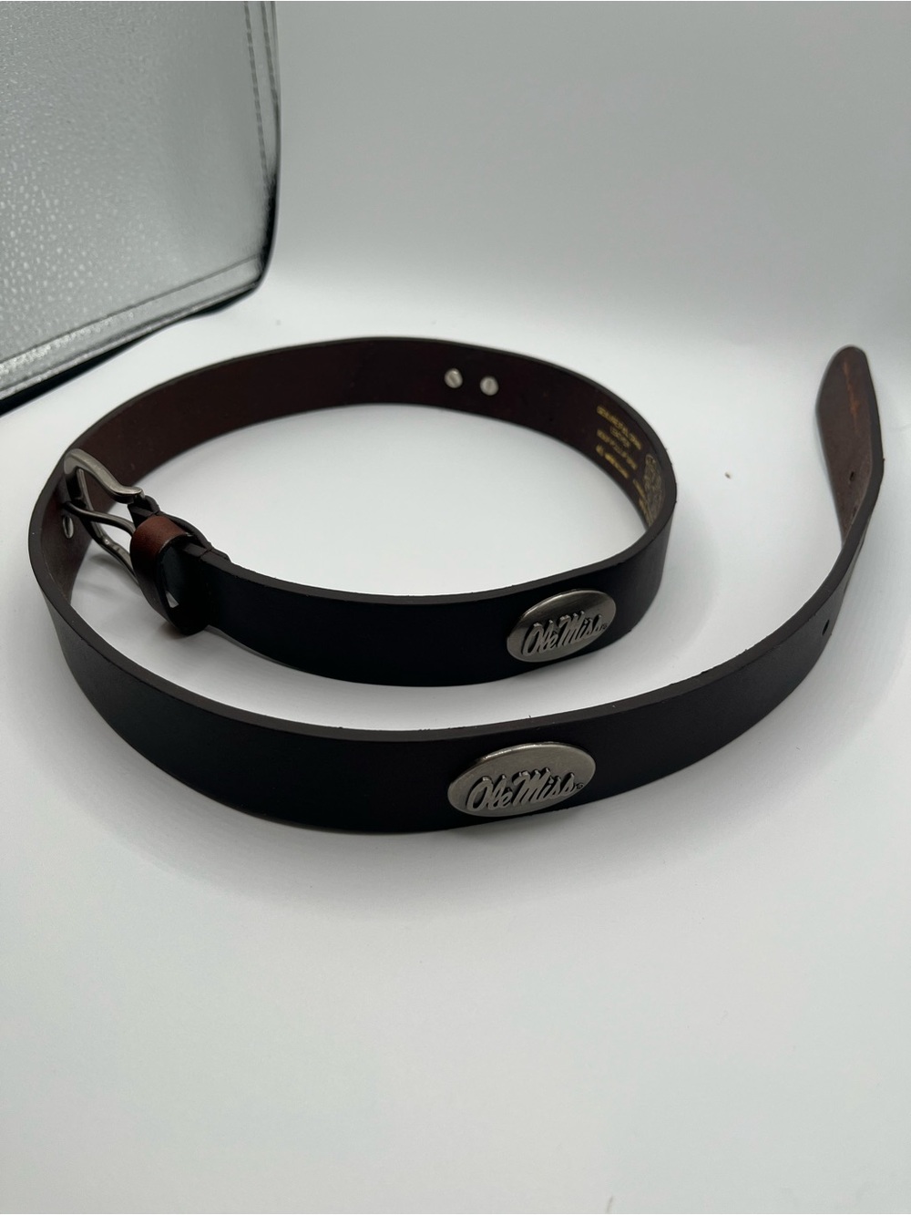 Men’s Ole Miss logo Leather Belt 40 inches in length.